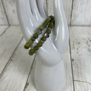 Genuine Connemara Marble Celtic Stretch Bracelet - Set Of 2